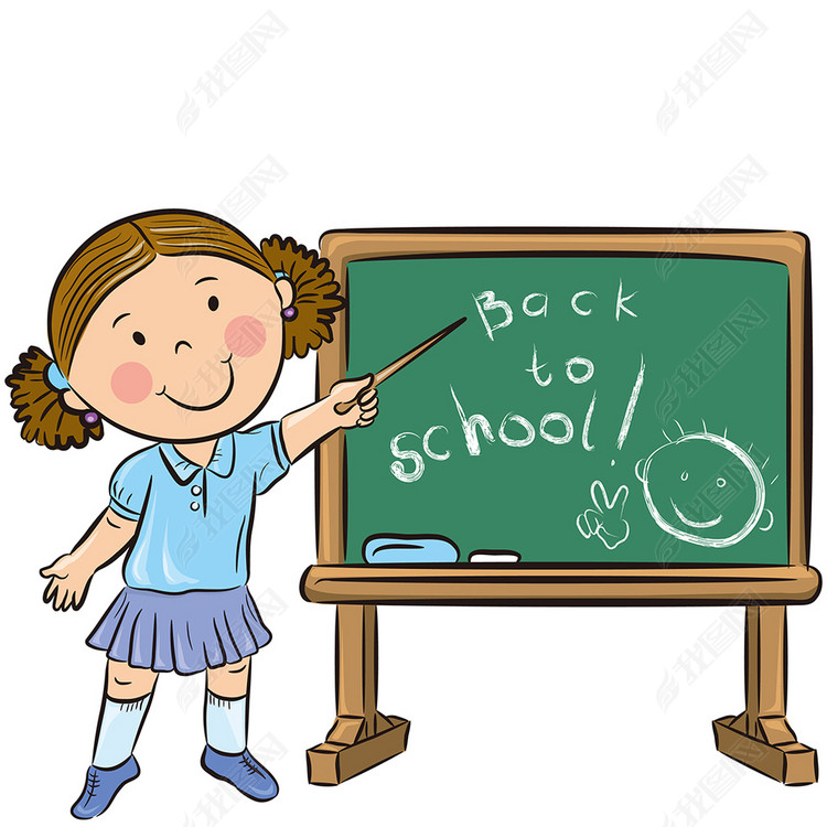 卡通漫画微笑小女孩讲课图片下载psd素材-装饰