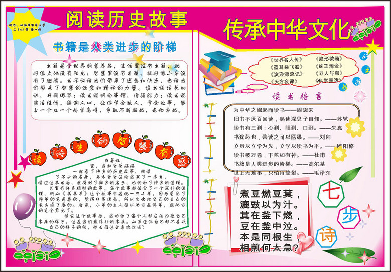 中华文化读书小报手抄报
