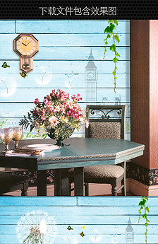 3D手绘蒲公英室内背景墙壁画图片设计素材_高