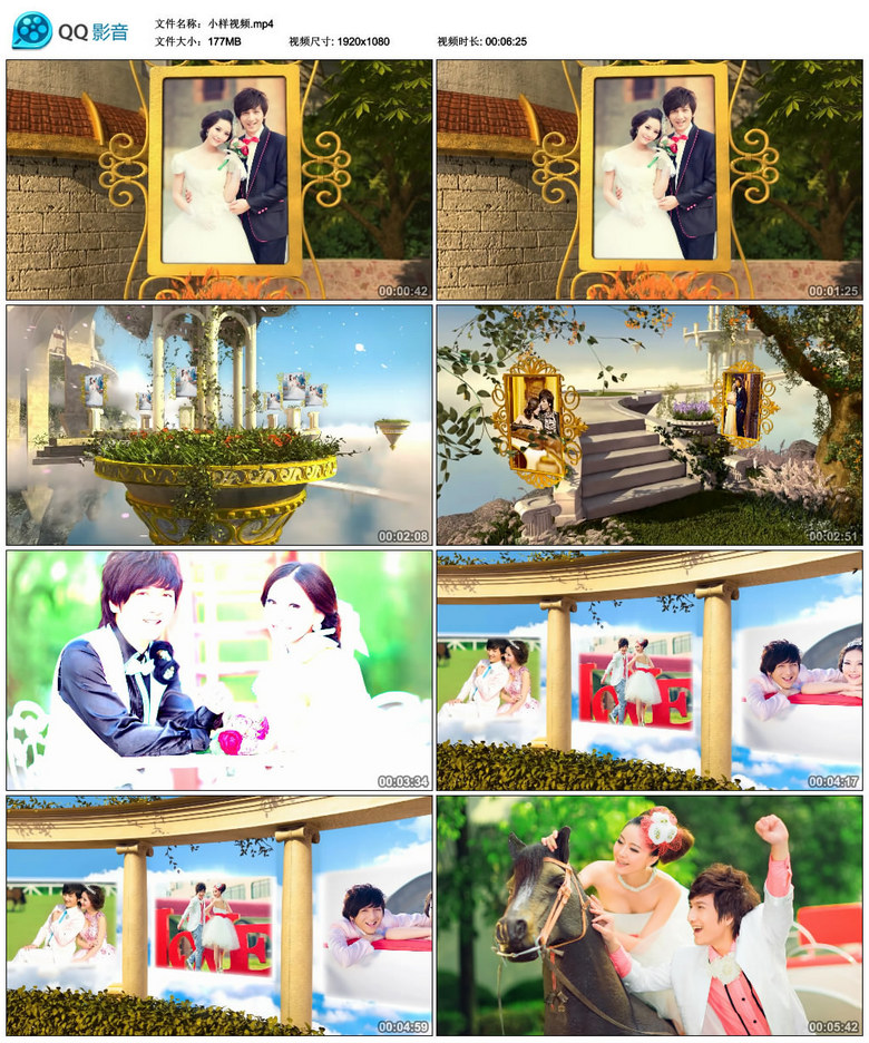 3d豪华高端情人节婚礼电子相册模版模板素材_高清mp4