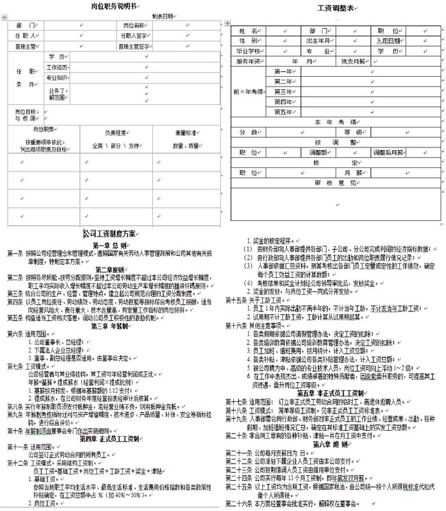 办公室常用word表格管理制度模板下载(图片编