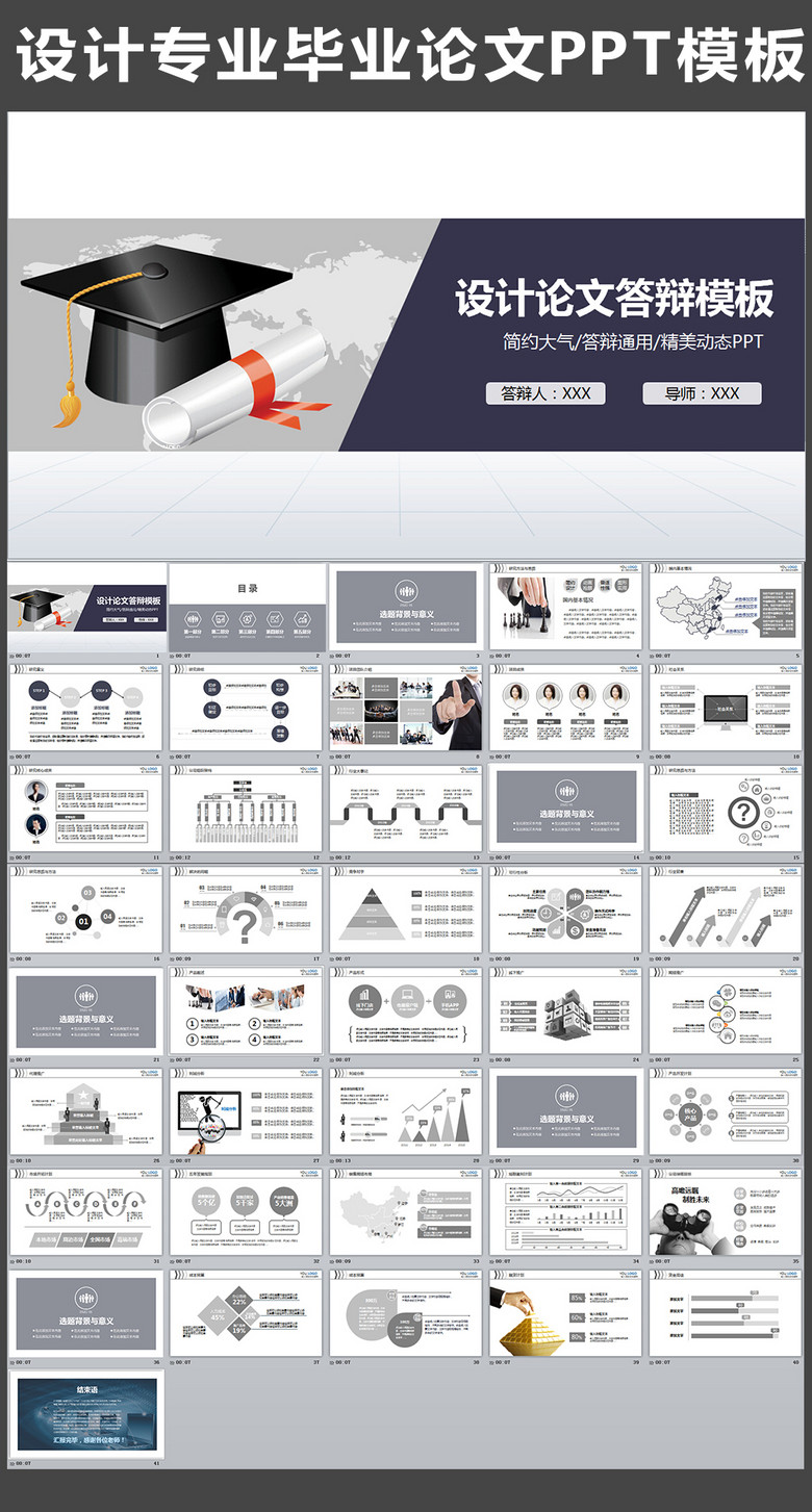 工业产品设计专业毕业论文答辩ppt模板模板下
