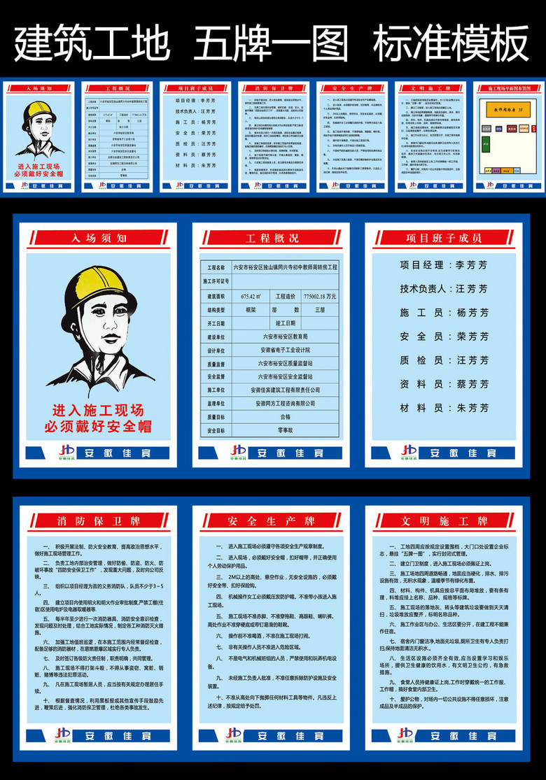 建筑工地施工工地五牌一图标准模板(图片编号