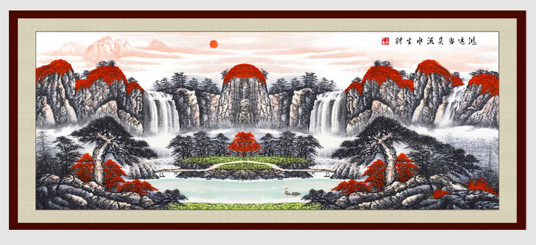 鸿运当头国画山水画高清图片下载(图片编号15