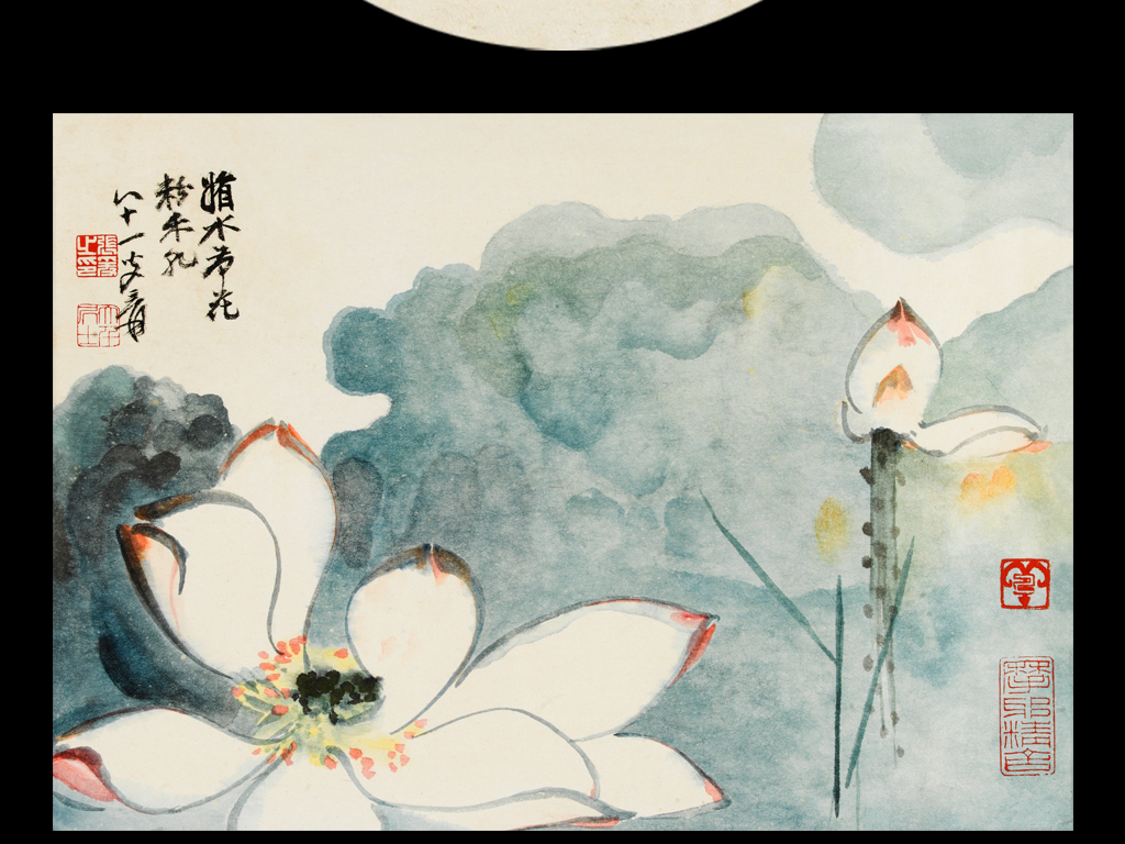 超高清手绘国画水墨黑白中国风装饰画背景墙