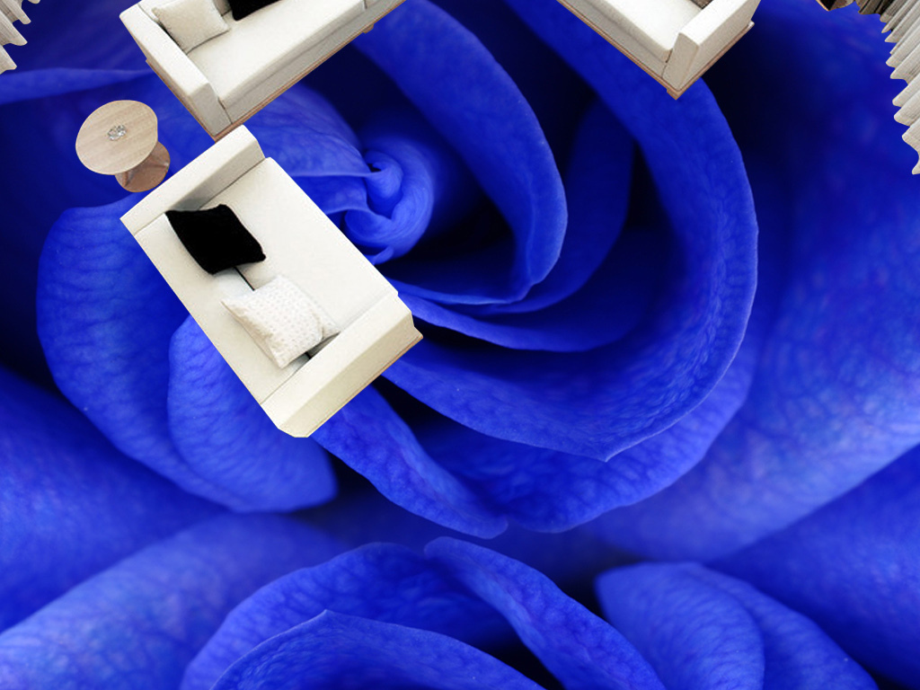 高清蓝色玫瑰花海客厅3D地板地砖