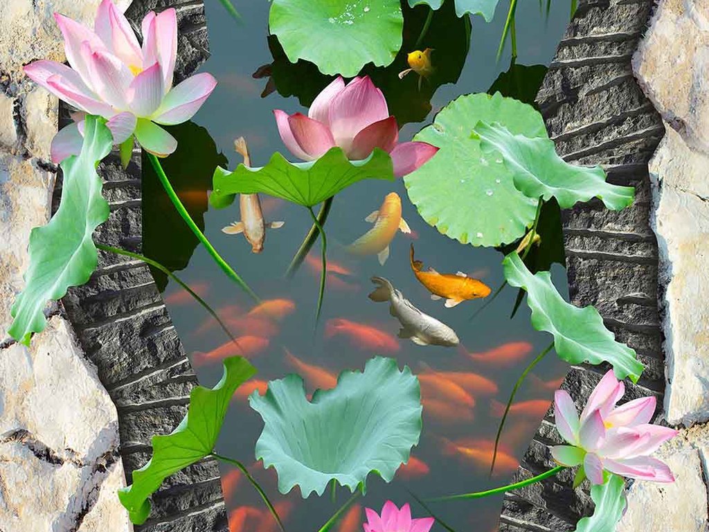 我图网提供精品流行鲤鱼荷花3D立体画地板荷花池素材下载,作品模板源文件可以编辑替换,设计作品简介: 鲤鱼荷花3D立体画地板荷花池 位图, RGB格式高清大图,使用软件为 Photoshop CS6(.psd) 3D地板 3D地画 3D地砖 地贴 荷花