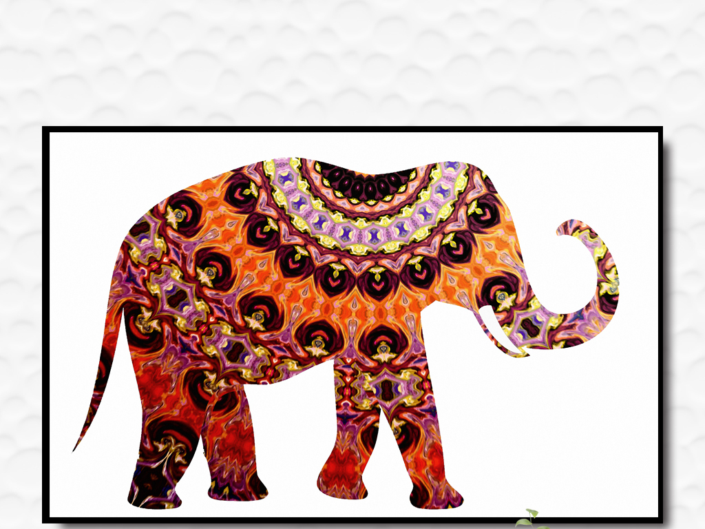 东南亚泰国绘画纹身大象欧美现代客厅装饰画