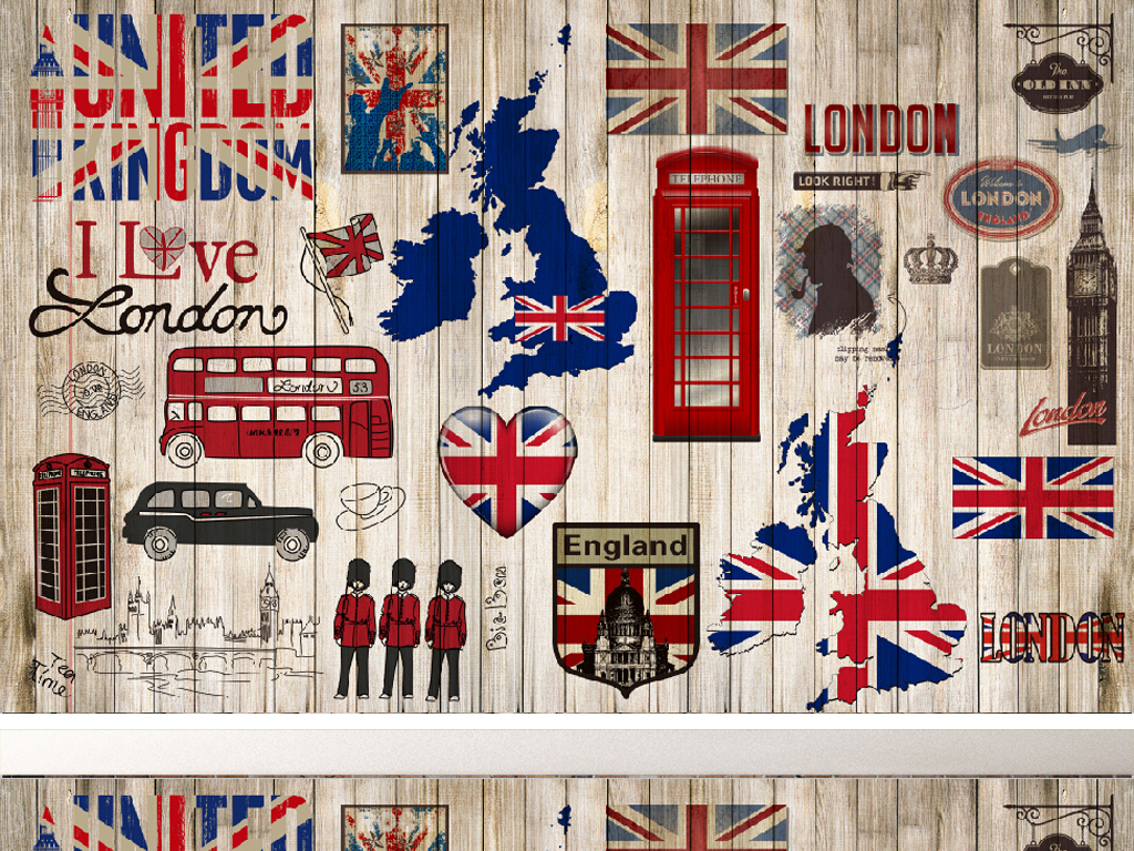 复古怀旧英伦风情酒吧背景墙