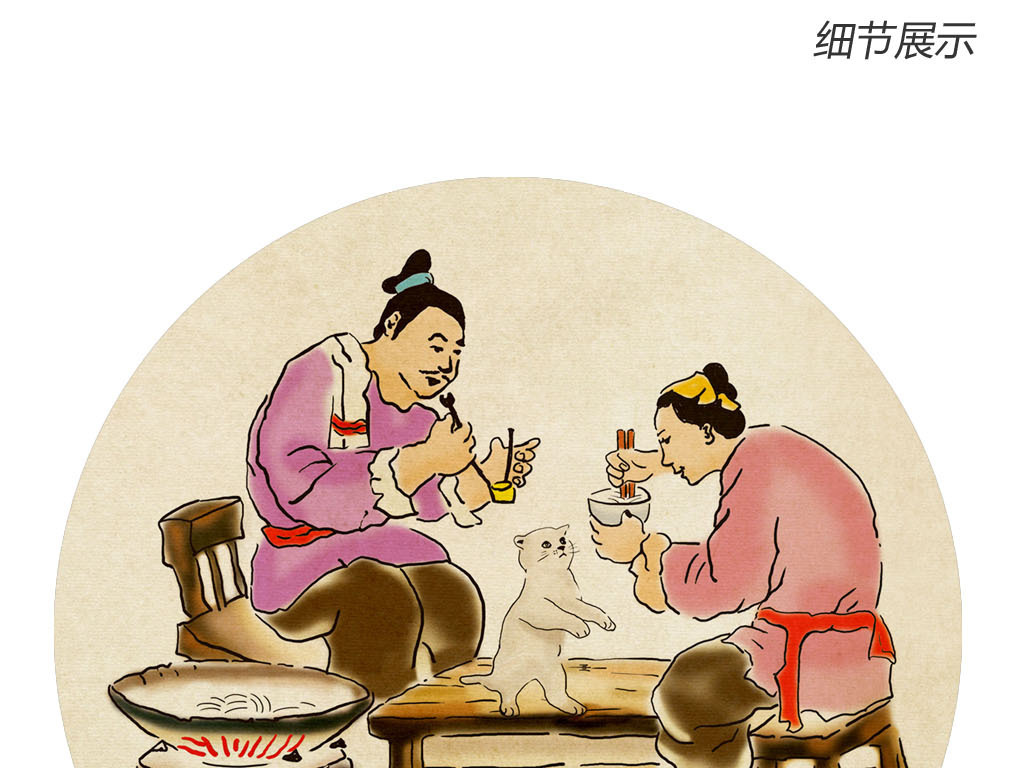 重庆特色四川苔粉风俗画餐厅背景墙