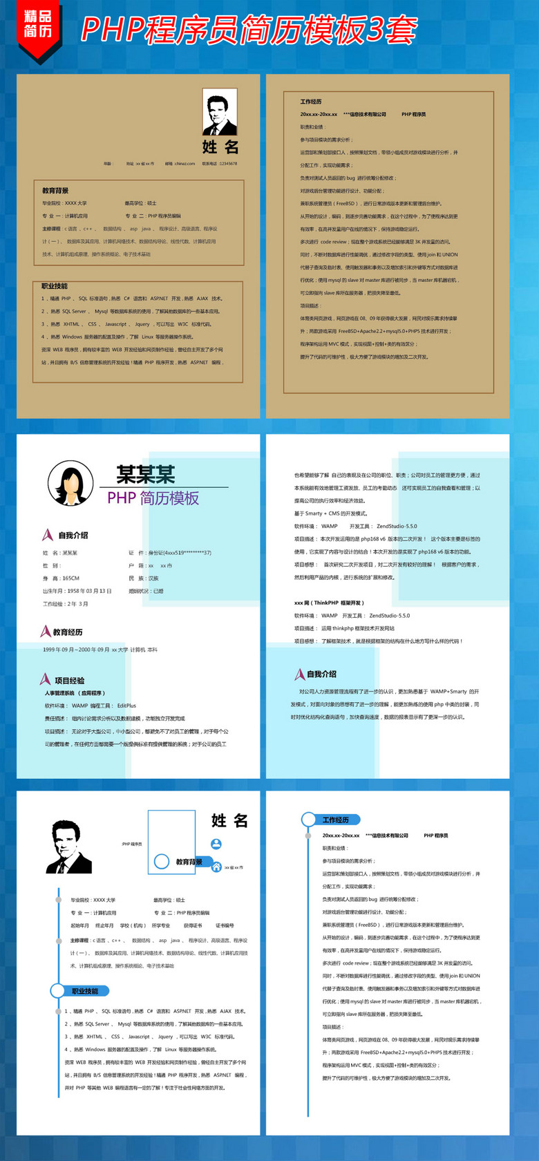 PHP程序员简历模板3套(图片编号:15115763)_