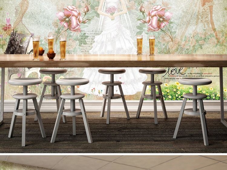 韩式唯美婚纱新娘英文餐厅婚纱店影楼背景墙