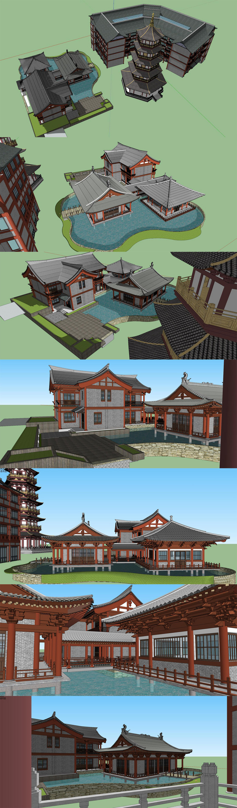 宋代古建筑su模型设计