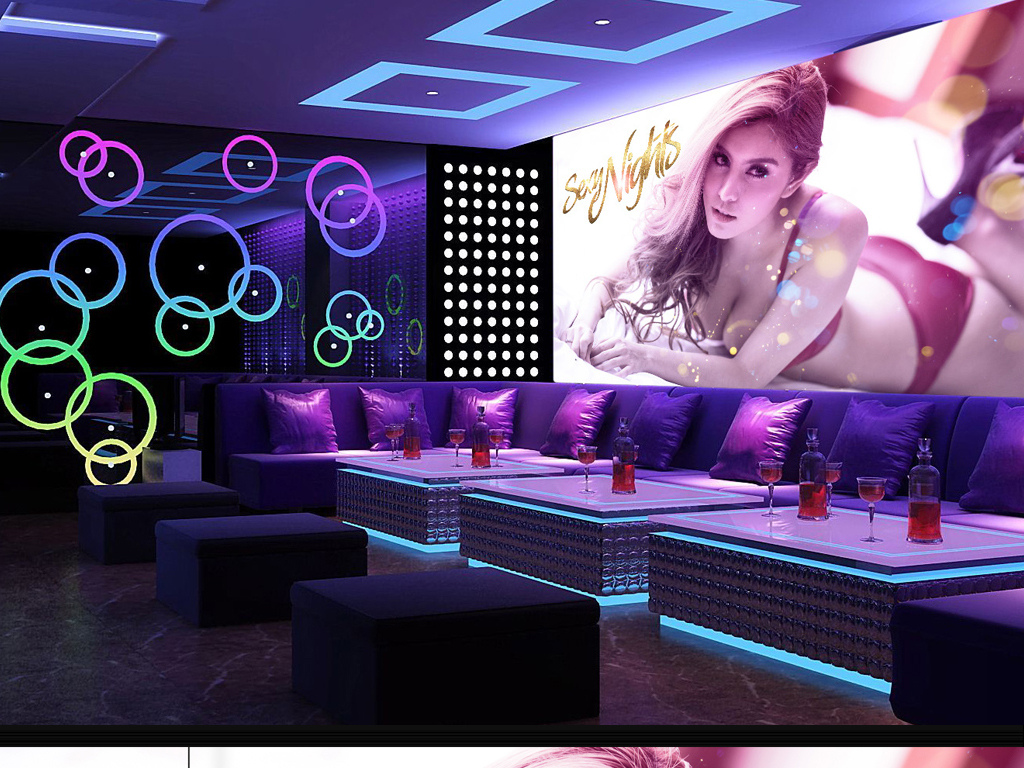 性感美女酒吧KTV工装背景墙