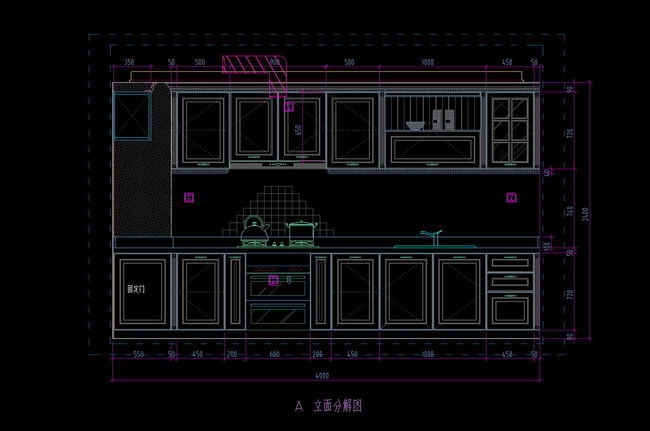 中式橱柜CAD立面图模板下载(图片编号:15184