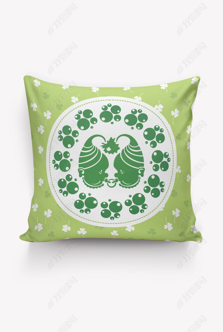 清新四叶草创意双子座图案