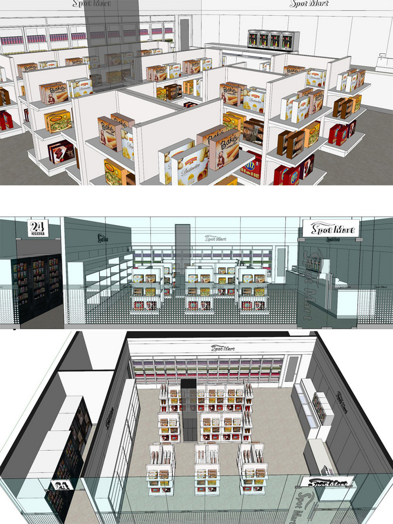 小商店小超市SU模型设计模板下载(图片编号:1