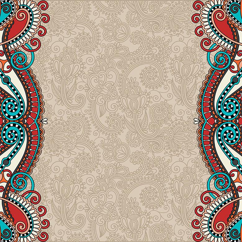 欧式古典花纹边框矢量素材服饰围巾布料(图片