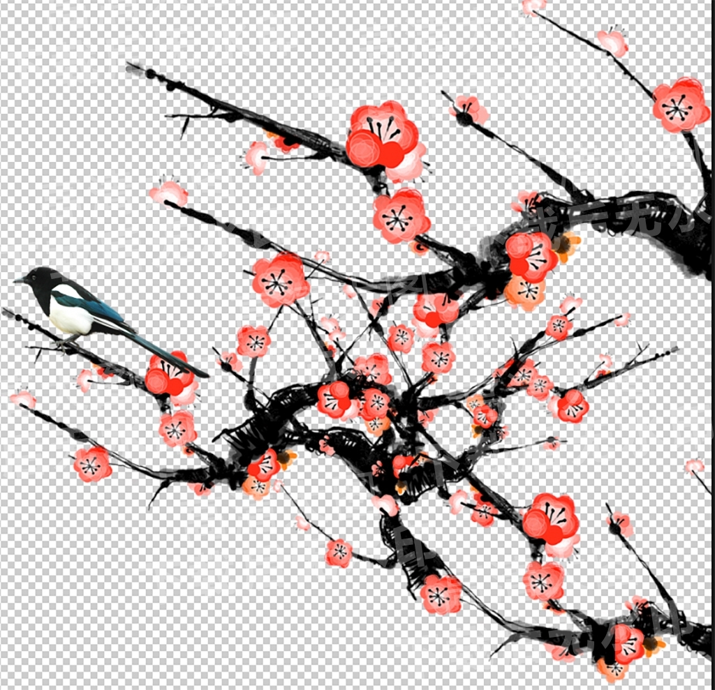 高清笔墨淡雅水墨梅花书法大气图片设计素材_