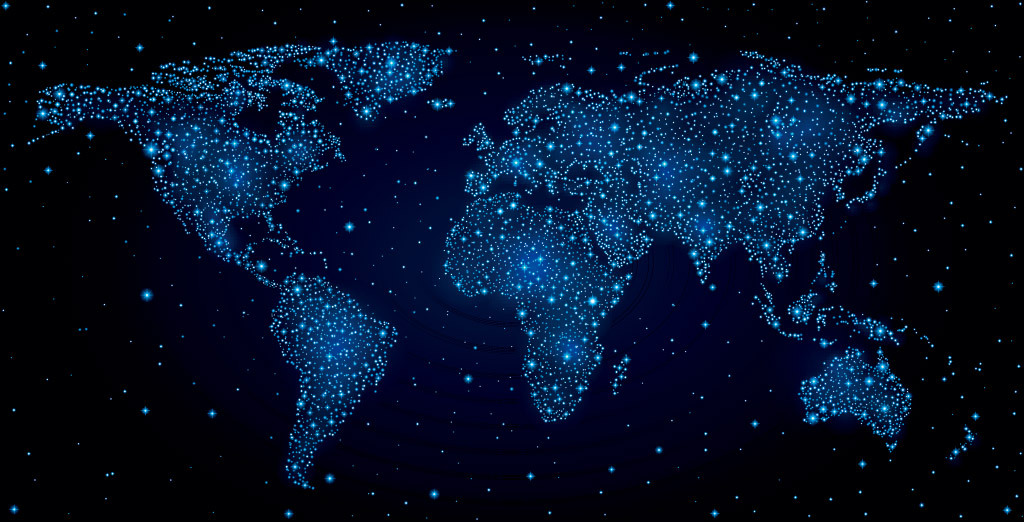 夜色大数据世界地图矢量图