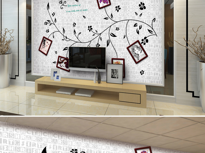 时尚潮流美容美发理发店照片墙背景墙壁纸(图