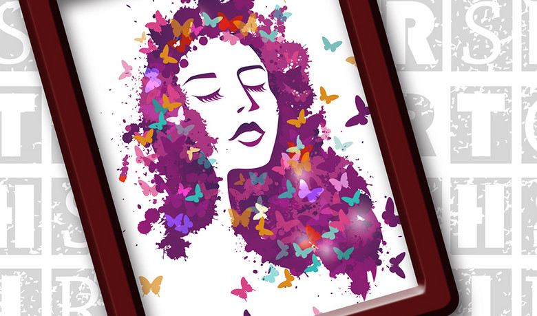 时尚潮流美容美发理发店照片墙背景墙壁纸(图