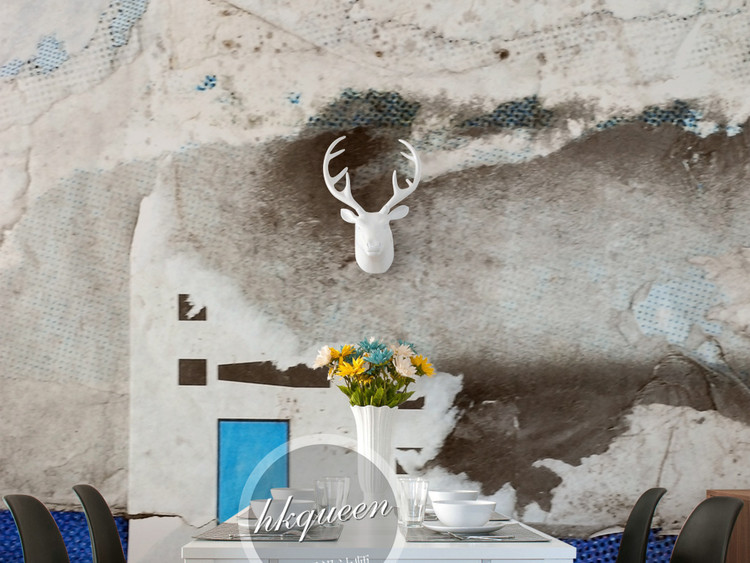 欧式简约蓝色时尚英文玄关过道