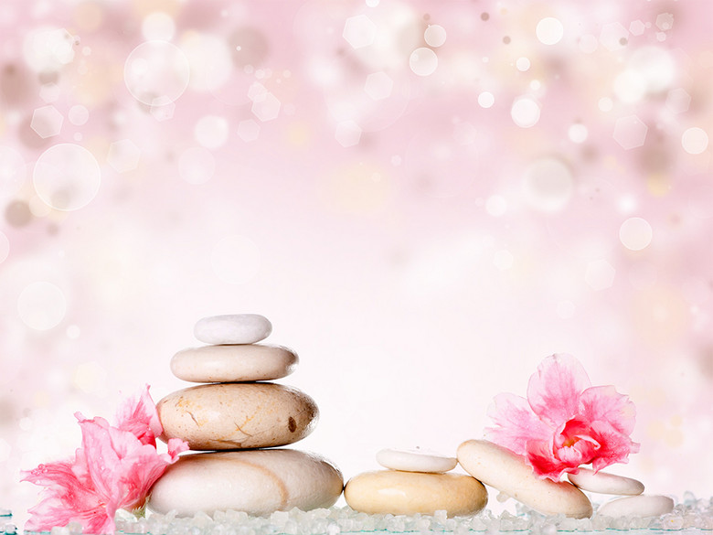 石头与花意境禅意瑜伽SPA装饰画(图片编号:1