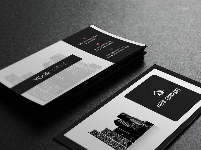 创意时尚房产中介设计名片PSD模板素材(图片