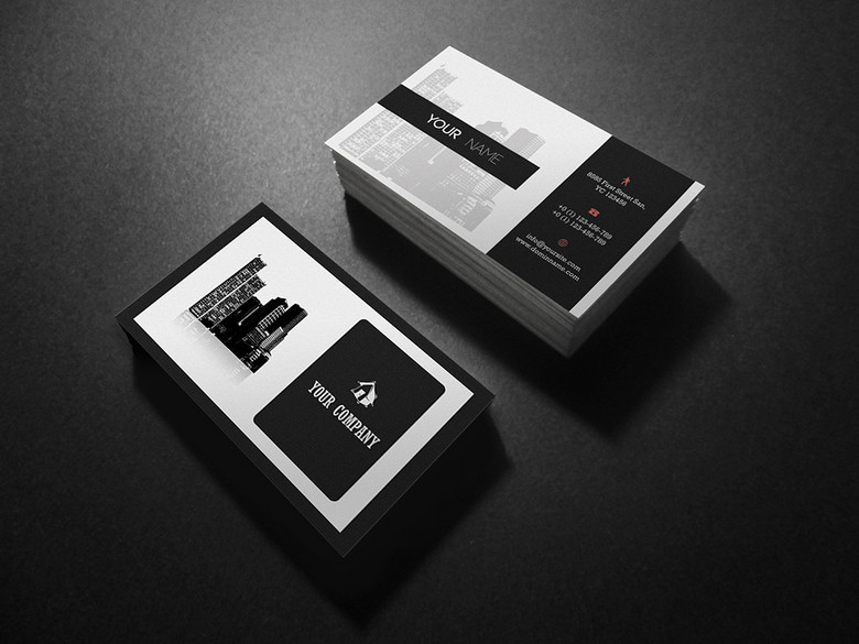 创意时尚房产中介设计名片PSD模板素材(图片