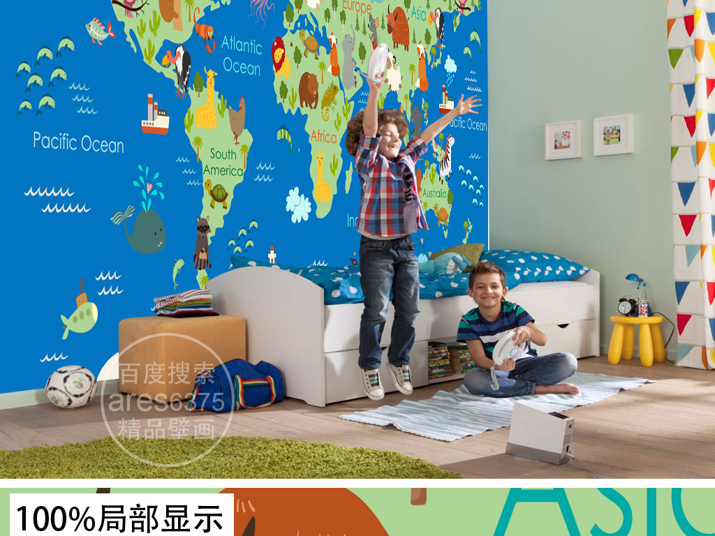 【本作品下载内容为:"动物卡通世界地图儿童房幼儿园工程壁画壁纸"模板,其他内容仅为参考,如需印刷成实物请先认真校稿,避免造成不必要的经济损失。】 【声明】未经权利人许可,任何人不得随意使用本网站的原创作品(含预览图),否则将按照我国著作权法的相关规定被要求承担最高达50万元人民币的赔偿责任。