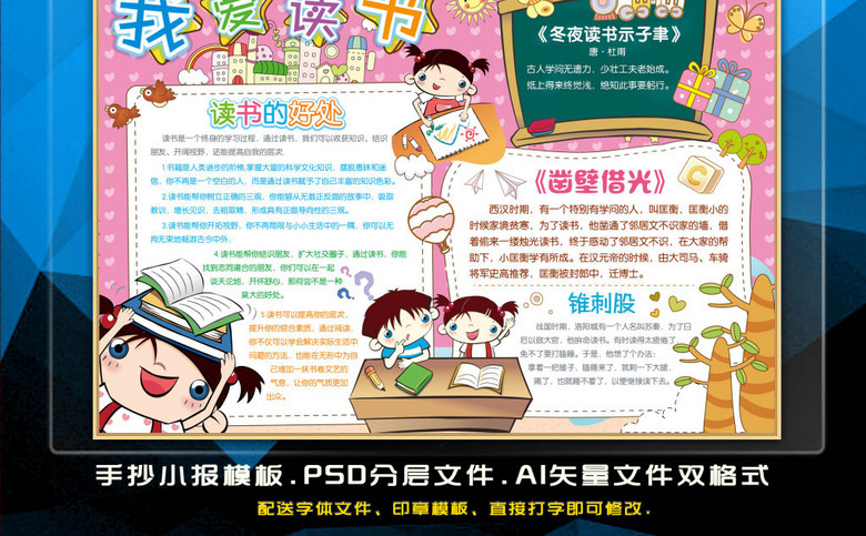 简单漂亮我读书我快乐电子版手抄报(图片编号