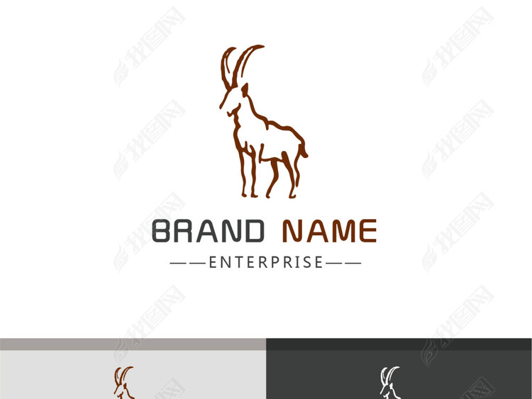 手绘创意羚羊山羊logo鹿角标志设计