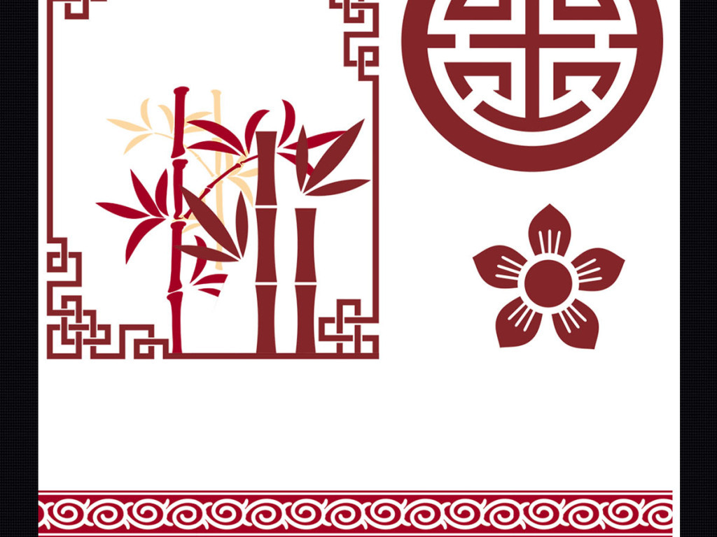 中国风红色剪纸花边图片图片下载