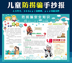 幼儿园儿童防拐骗安全知识手抄报模板