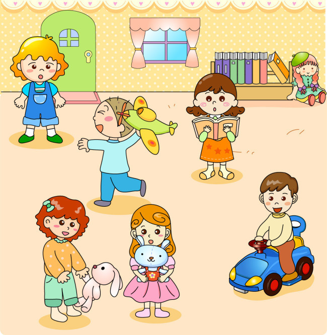 矢量卡通玩耍的幼儿园孩子(图片编号:1545382