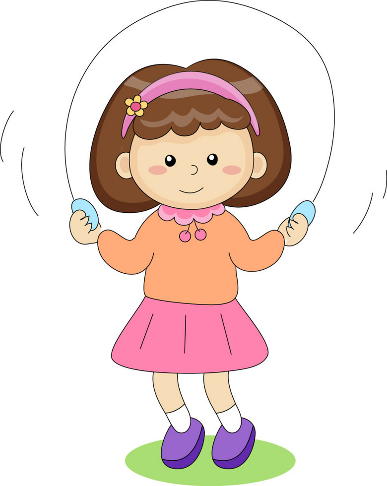 矢量卡通跳绳的女孩子小朋友(图片编号:15453
