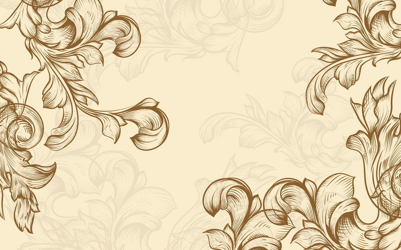 植物叶子简易手绘画电视机背景墙装饰画(图片