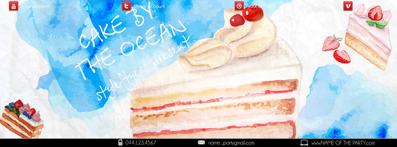 手绘水彩蛋糕店烘焙坊糕点促销宣传海报(图片