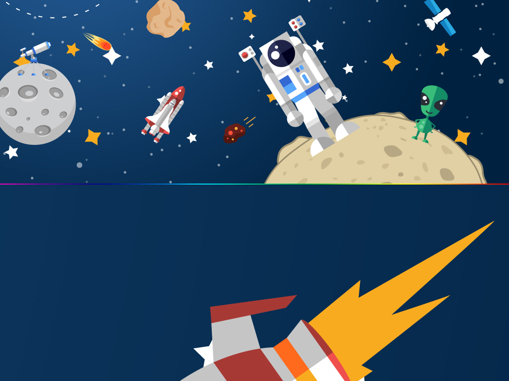 卡通宇宙星空太空飞船壁画背景墙图片