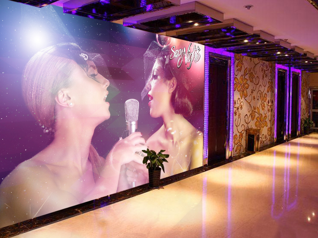 美式性感酒吧KTV美女背景墙