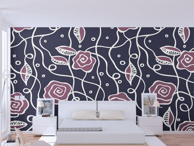 现代简约个性黑色玫瑰墙纸(图片编号:1551460