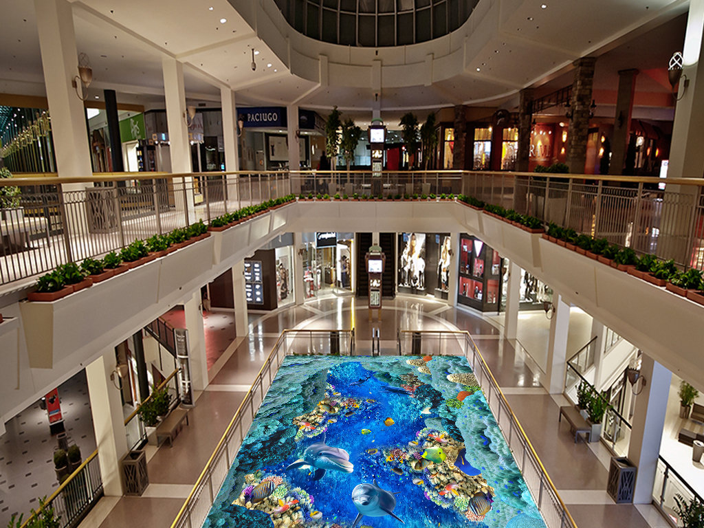 海底世界海豚浴室厨房走道3D立体画地板