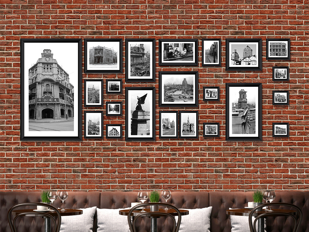 怀旧上海老照片相框背景墙装饰画
