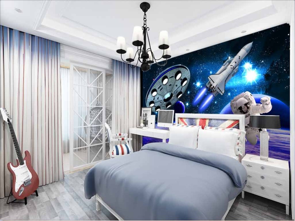 3d神秘宇宙星空儿童房背景墙图片