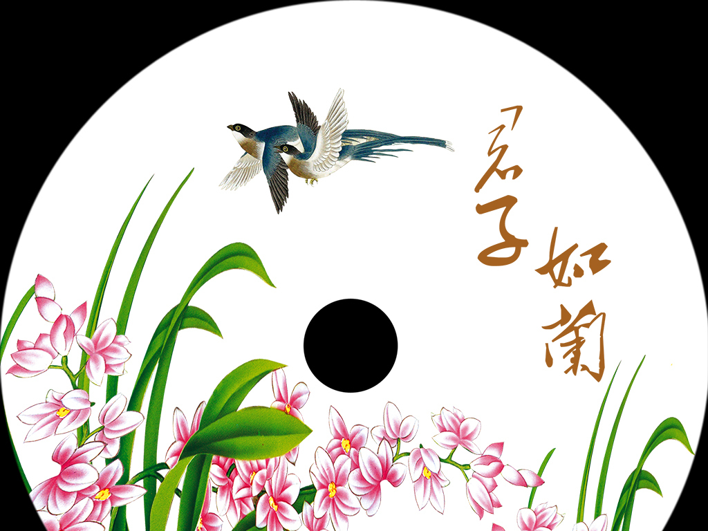 君子如兰玉扣平面设计图下载(图片20.53MB)_雕花CAD大全_雕花图案CAD