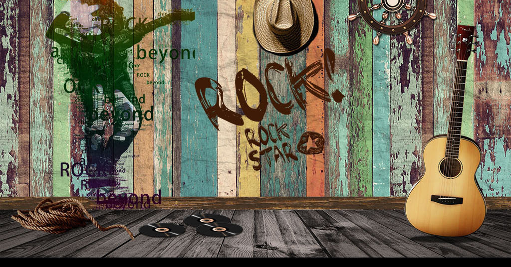 美式乡村音乐酒吧KTV背景墙PSD分层