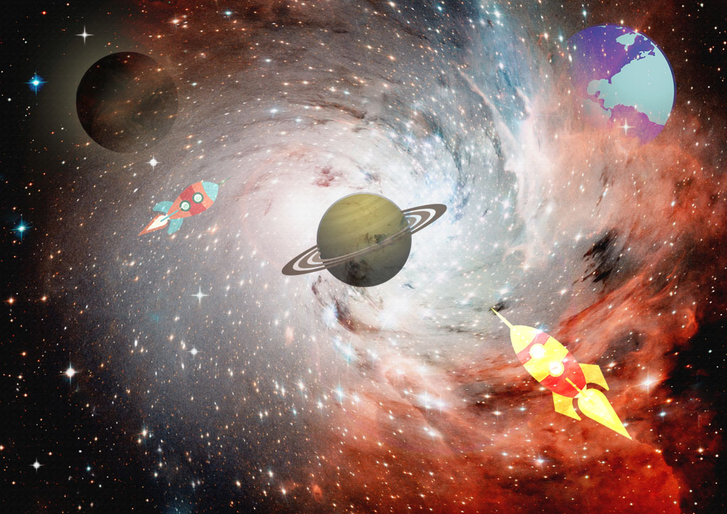 梦幻宇宙星空主题卡通背景墙图片
