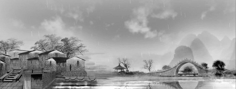 水墨烟雨江南