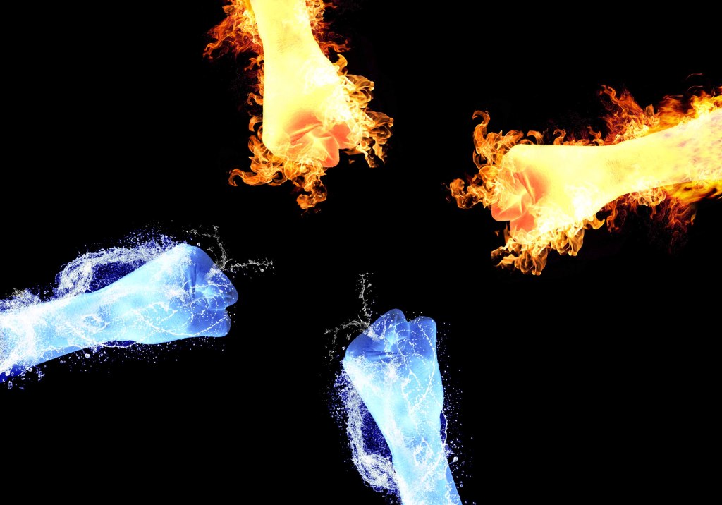 拳头效果元素火拳水拳冰拳